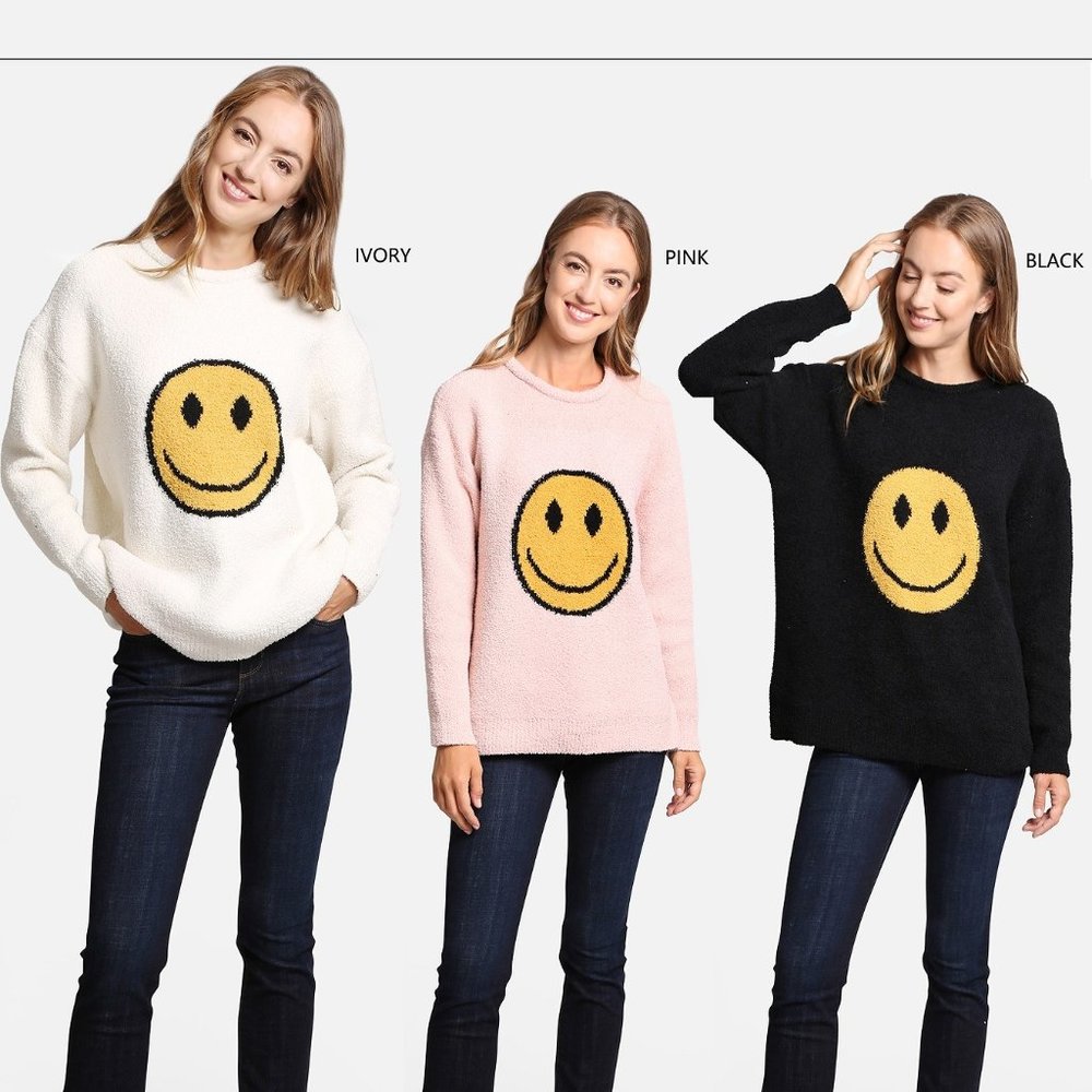 P/S New Happy Face Sweater·Wrap·Shawl·Ponchos·Cape·Blanket·Sweater·ComfyLuxe